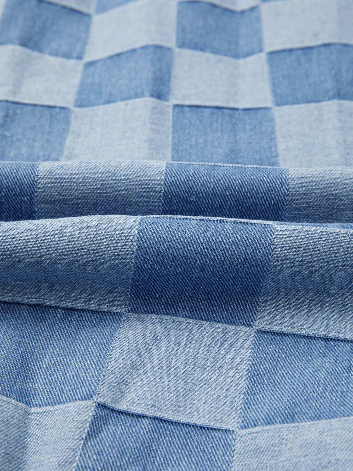 Checkerboard Splicing Raw Detail Oversized Denim Top