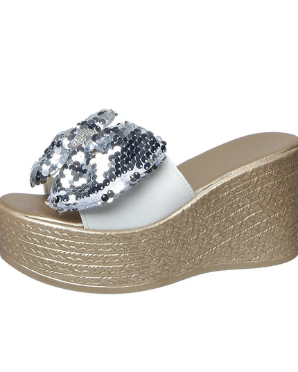 Sequin Open Toe Platform Sandals