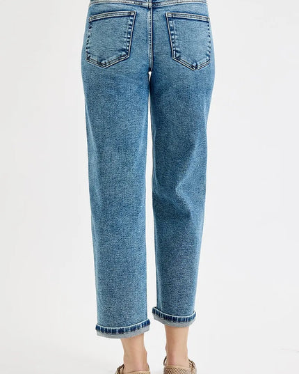 RISEN Full Size High Rise Crop Boyfriend Jeans Plus Size