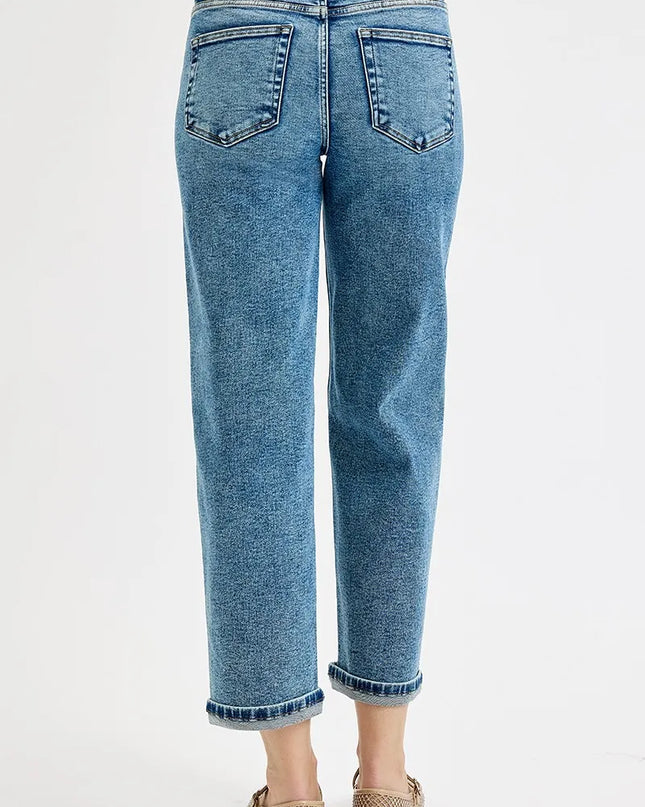 RISEN Full Size High Rise Crop Boyfriend Jeans Plus Size