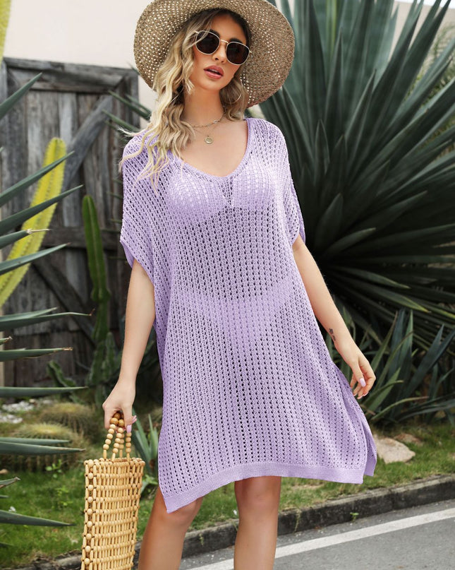 Openwork Side Slit Cover-Up Dress 