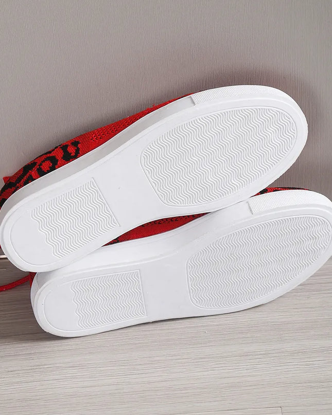 Lace-Up Leopard Flat Sneakers 