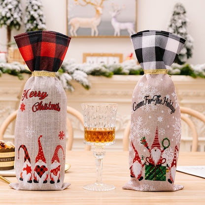 2-Piece Christmas Plaid Wine Bottle Covers Plaid One Size