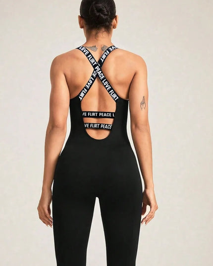 Crisscross Back Sleeveless Active Jumpsuit 
