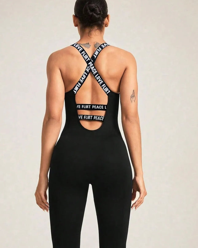 Crisscross Back Sleeveless Active Jumpsuit 