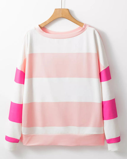 Color Block Drop Shoulder Long Sleeve Top
