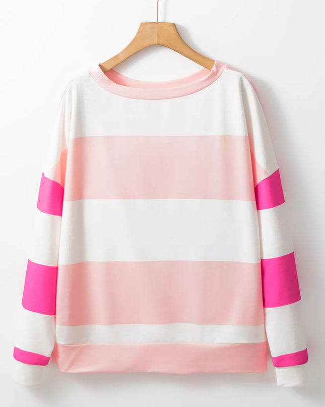 Color Block Drop Shoulder Long Sleeve Top