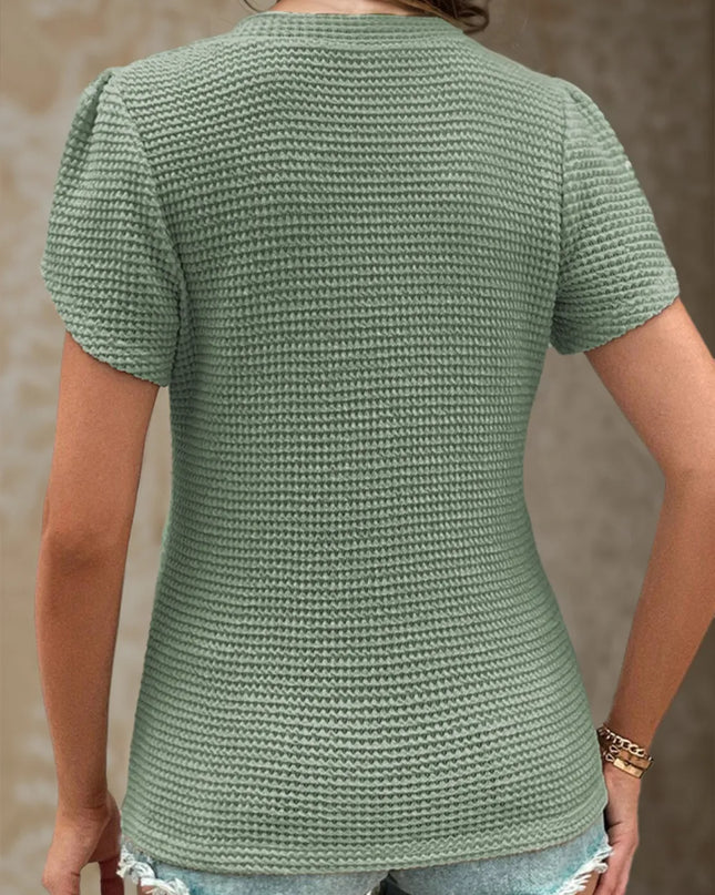 V-Neck Petal Sleeve Blouse