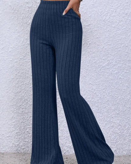 Basic Bae Full Size Ribbed High Waist Flare Pants