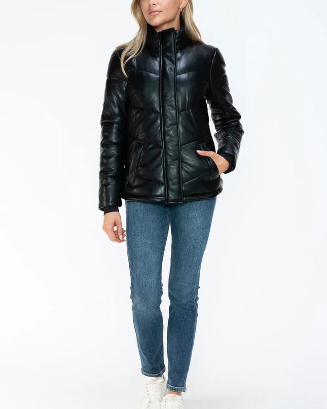 Snobbish Pocketed Zip Up Turtleneck Puffer Jacket