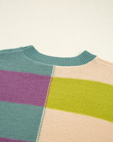 Stripe Drop Shoulder Ribbed Edge Sweater