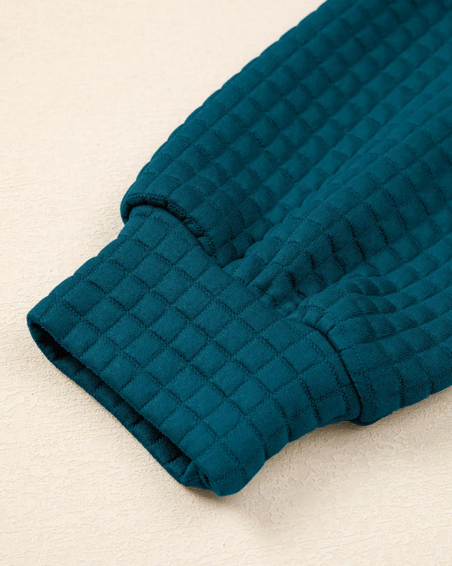 Waffled Textured Raw Edge Patchwork Top and Pants 2pcs Set