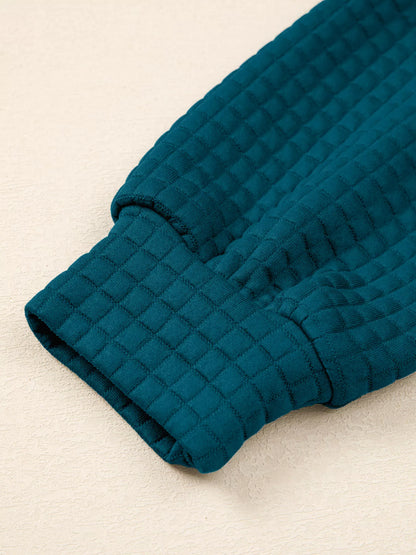 Waffled Textured Raw Edge Patchwork Top and Pants 2pcs Set