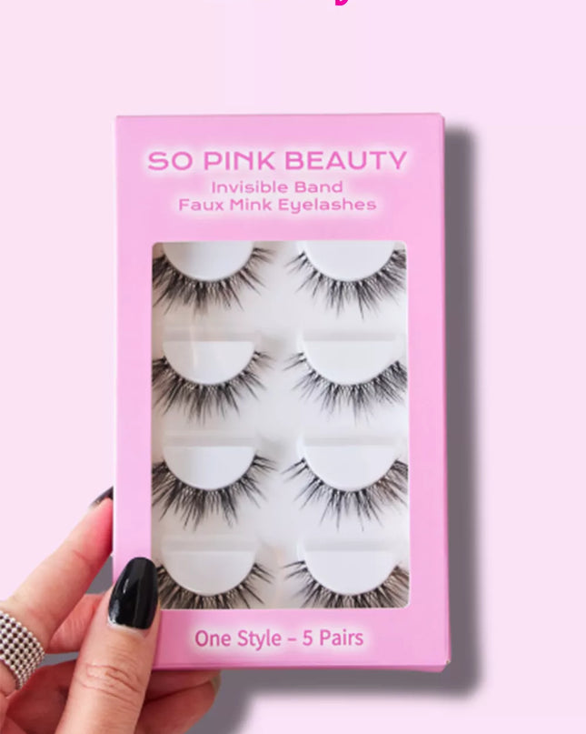 SO PINK BEAUTY Faux Mink Eyelashes 5 Pairs 