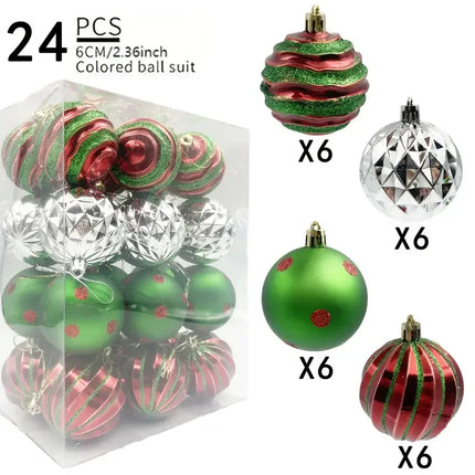 2 Sets 6cm 24 Christmas Balls Assorted Colorful Painted Set Christmas Tree Christmas Decoration Christmas Balls Red Green Silver