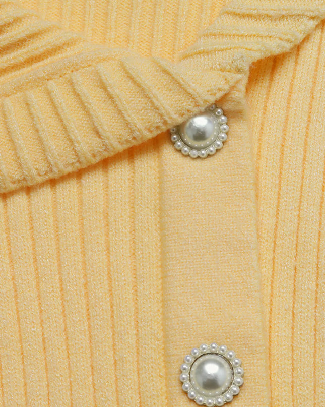 Asymmetrical Ribbed Button Up Cardigan