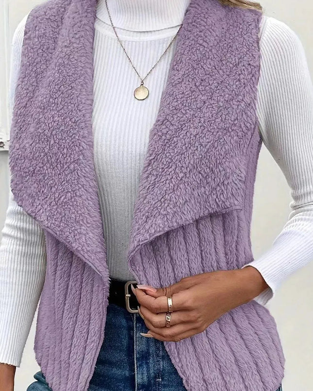 Open Front Fuzzy Vest Coat