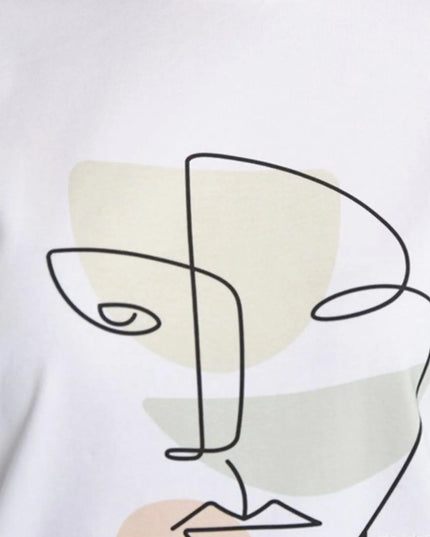 Abstract Face Graphic Casual Round Neck T-Shirt