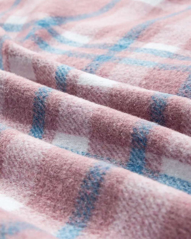 Plaid Collared Neck Flap Pockets Shacket