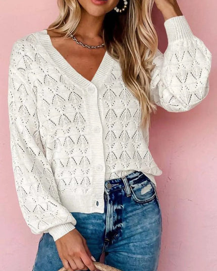 Openwork Button Up Cardigan