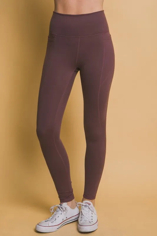 Love Tree High Waist Leggings with Side Pockets MULBERRY