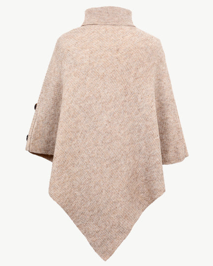 Turtleneck Buttoned Poncho