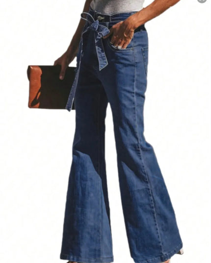 Tied Flare Jeans with Pockets