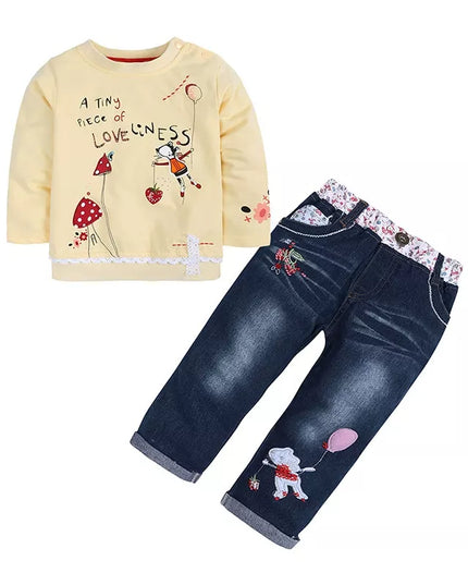 Children's Round Neck Top and Jeans Set