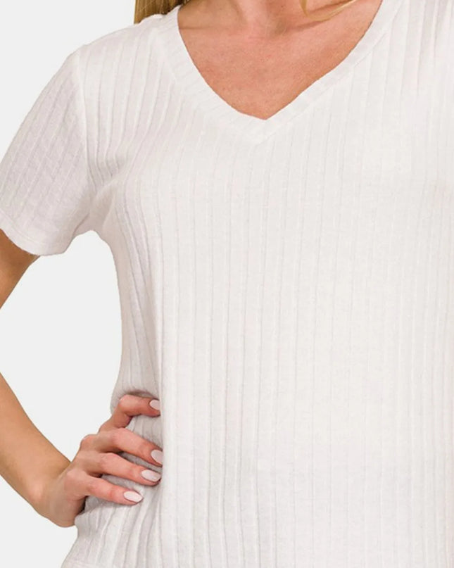 Zenana Ribbed Short Sleeve T-Shirt