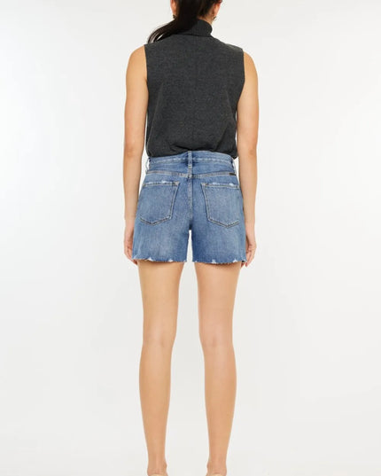 Kancan Distressed High Waist Denim Shorts