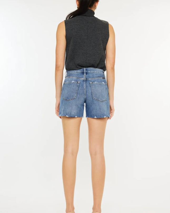 Kancan Distressed High Waist Denim Shorts