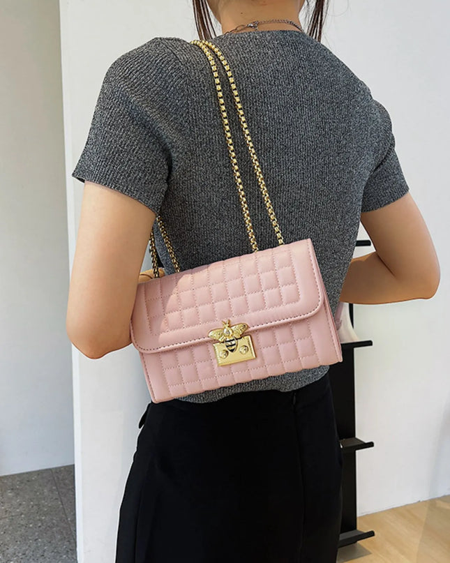 Quilted Chain Shoulder Bag Pink One Size