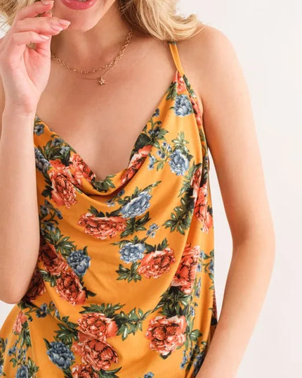 And The Why Floral Printed Casual Tank Top MUSTARD
