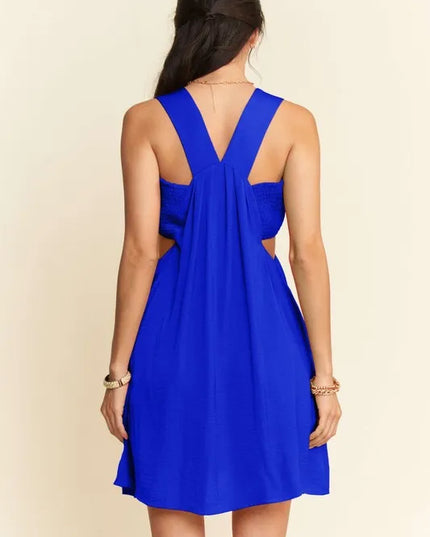 Davi & Dani Washed Satin Cutout Skirt Bandeau Mini Dress