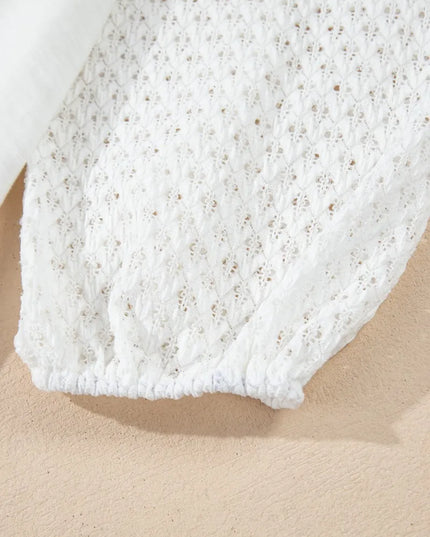 Openwork High Low Hem V Neck Oversized Top