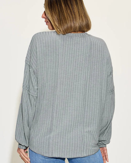 Basic Bae Full Size Ribbed Round Neck Long Sleeve T-Shirt