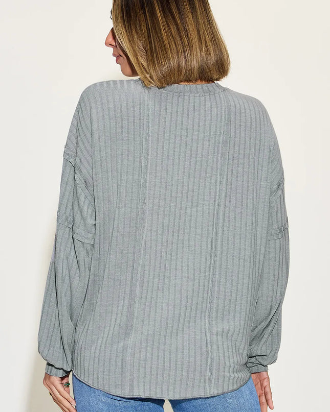 Basic Bae Full Size Ribbed Round Neck Long Sleeve T-Shirt