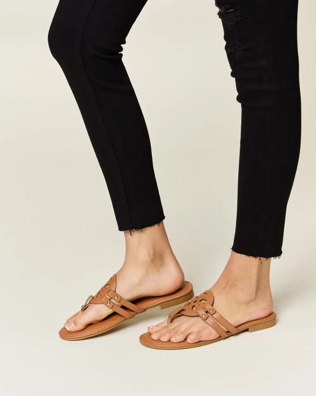 Forever Link Cutout PU Leather Open Toe Sandals