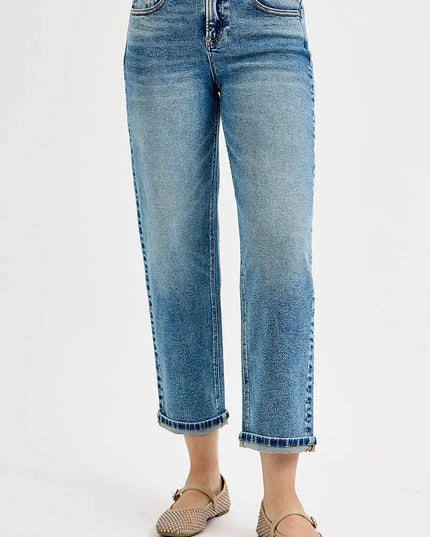 RISEN Full Size High Rise Crop Boyfriend Jeans Plus Size