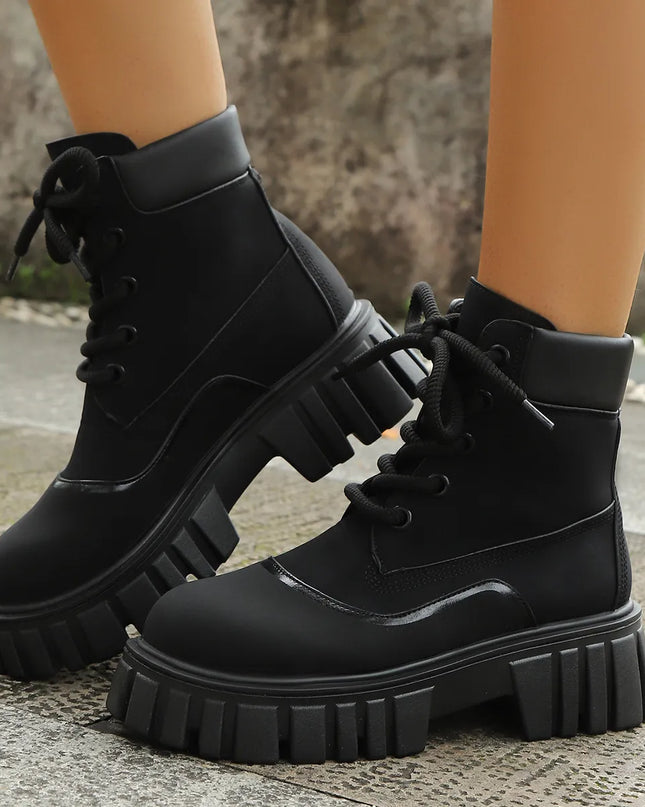 Lace Up Platform Boots Black