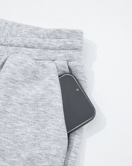 Zip Collar Long Sleeve Top and Drawstring Pants Set