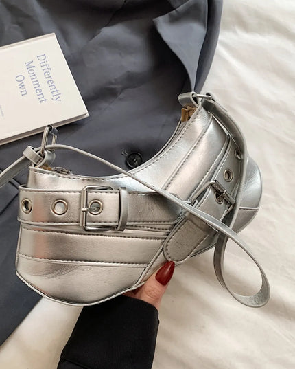 PU Leather Buckle Shoulder Bag 