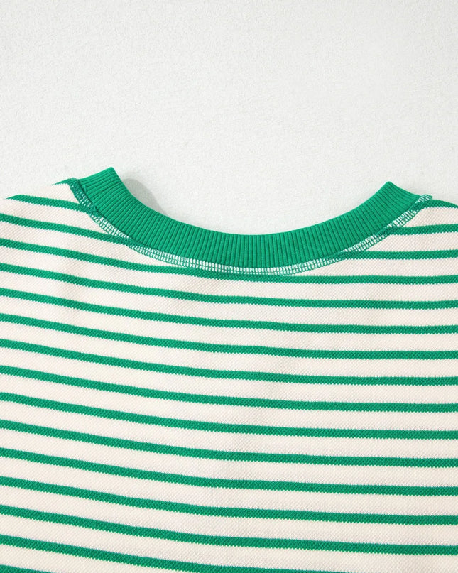 Striped Flounce Sleeve Casual Blouse