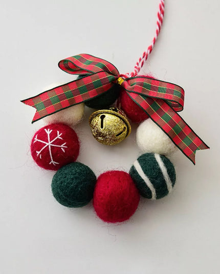 Christmas Felt Ball Garland Ornament Style B One Size