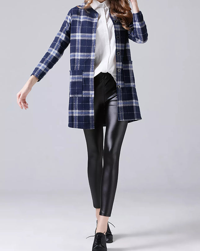 Plus Size Plaid Button-Down Longline Shirt