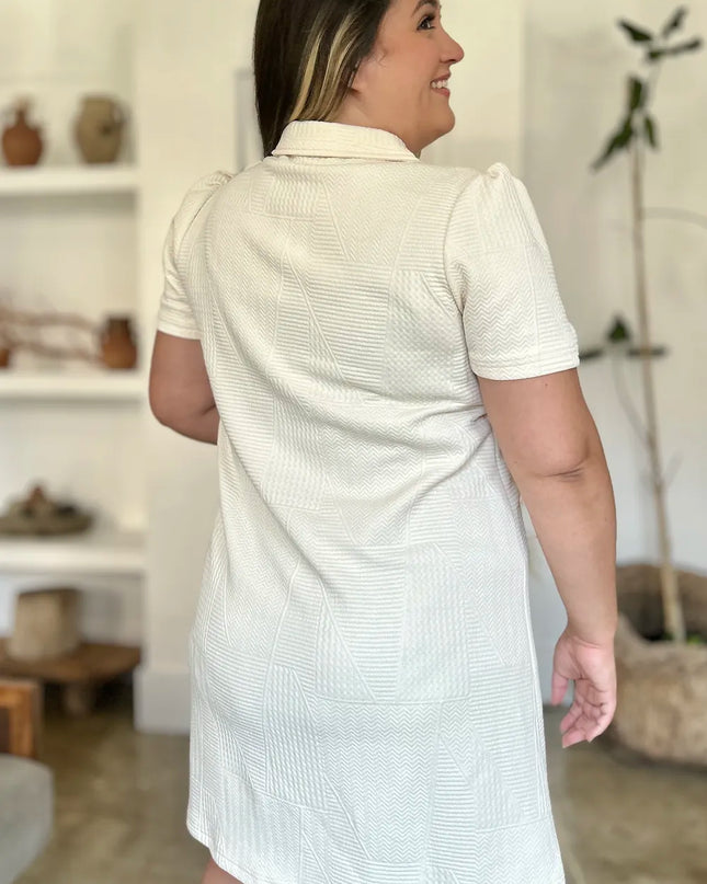 Double Take Full Size Texture Short Sleeve Dress