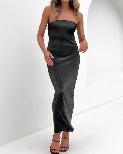 Lace-Up Back Tube Maxi Dress 