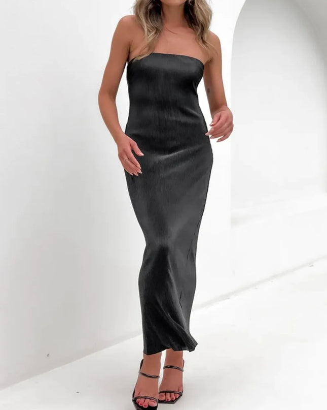 Lace-Up Back Tube Maxi Dress 