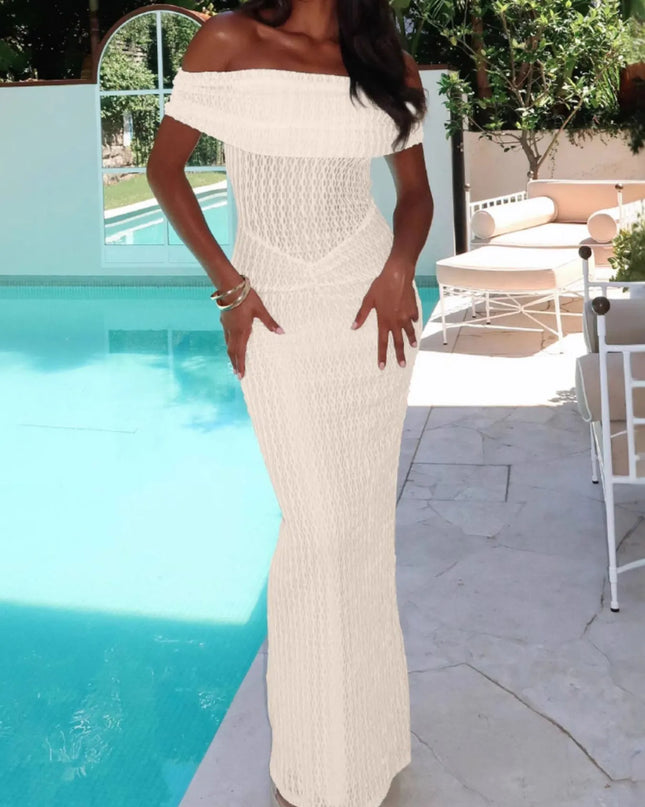 Off Shoulder Texture Maxi Dress