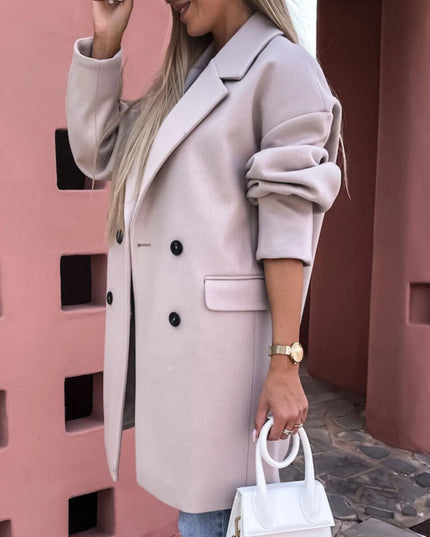 Full Size Double-Breasted Wool Coat Plus Size